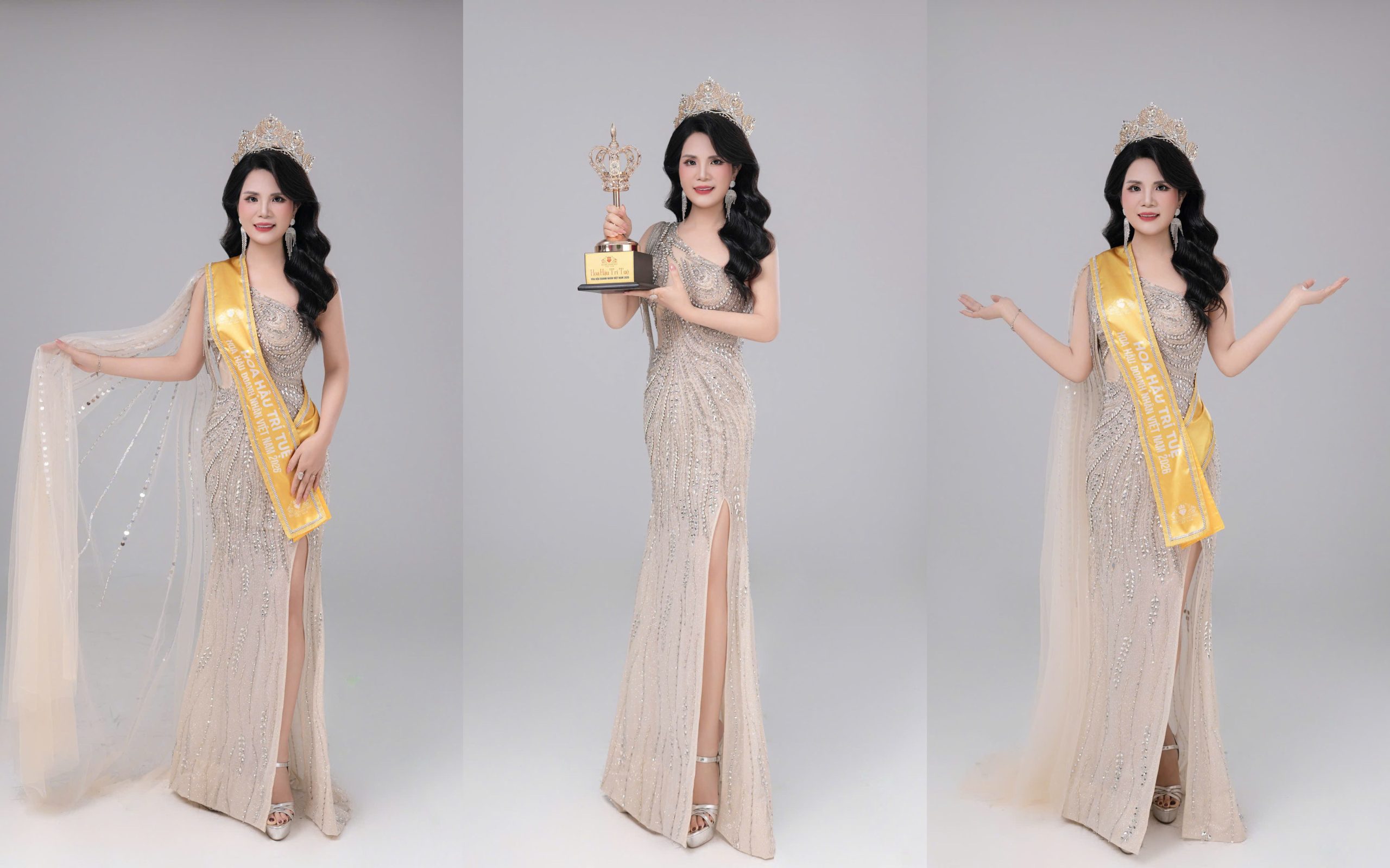 Sau đăng quang, Hoa hậu Trí tuệ Đỗ Thị Nhị gây “sốt” với bộ ảnh dạ hội đầy quyền lực