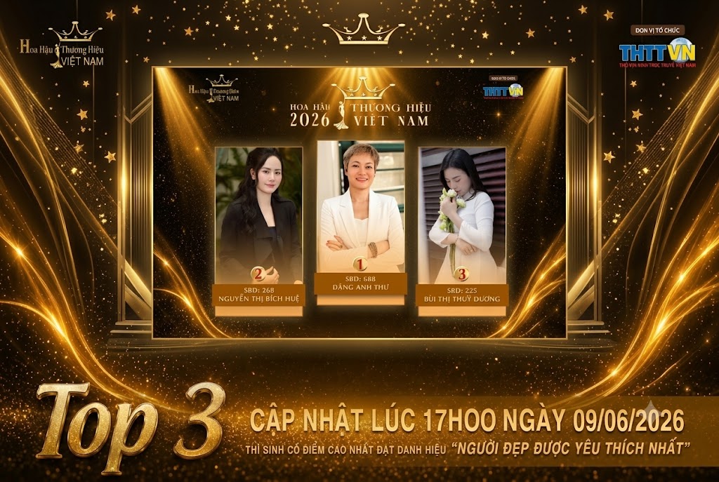 Top 3 tạm thời giải “Người đẹp được yêu thích nhất” gây chú ý sau công bố lúc 17h00 ngày 09/6