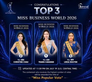 Miss Popular Vote – Miss Business World 2026 ghi nhận màn bứt tốc ngoạn mục của Trang Canavan