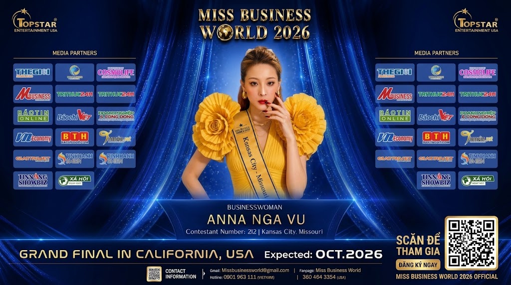 Anna Nga Vũ: Hơn 20 năm lập nghiệp tại Hoa Kỳ, sẵn sàng chinh phục Miss Business World 2026