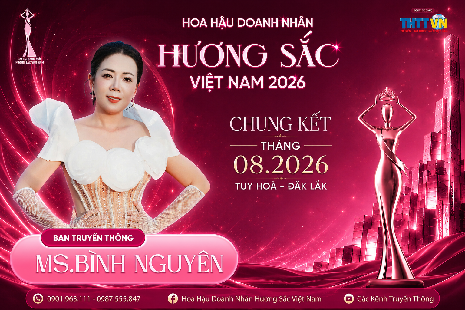 Doanh nhân Bình Nguyên giữ vai trò Ban Truyền thông Hoa hậu Doanh nhân Hương sắc Việt Nam 2026
