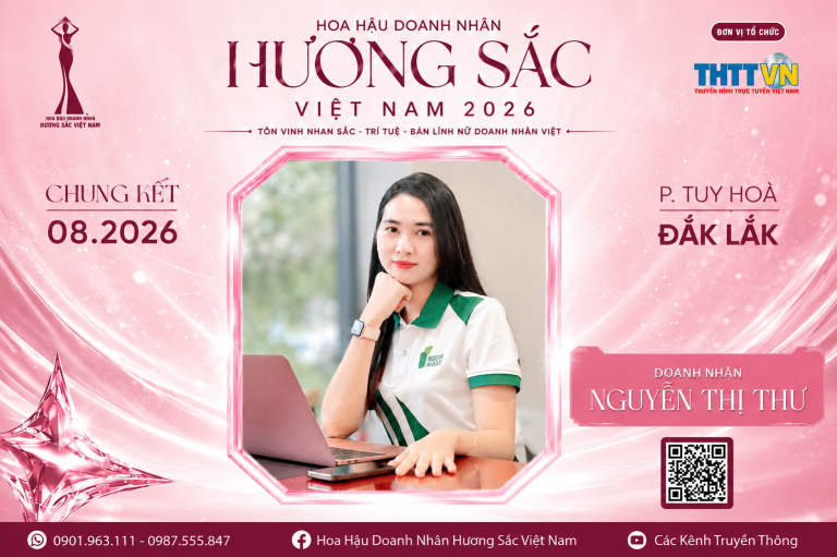 Doanh nhân Nguyễn Thị Thư mang mỹ phẩm thuần chay Nocas Most đến Hoa hậu Doanh nhân Hương sắc Việt Nam 2026
