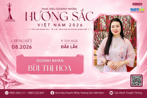 Chủ shop giày dép Hoa Dũng Bùi Thị Hoa ghi danh Hoa hậu Doanh nhân Hương sắc Việt Nam 2026