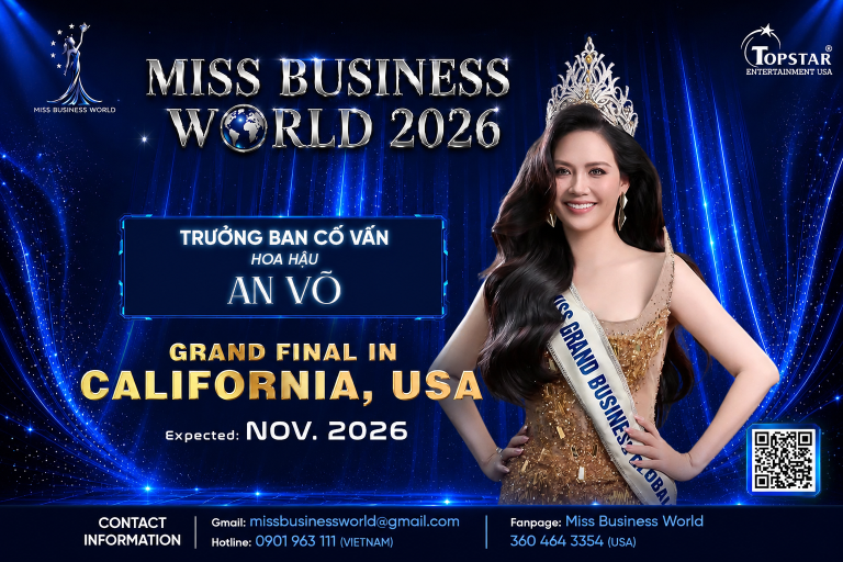 Hoa hậu An Võ đồng hành Miss Business World 2026 với vai trò Trưởng ban Cố vấn