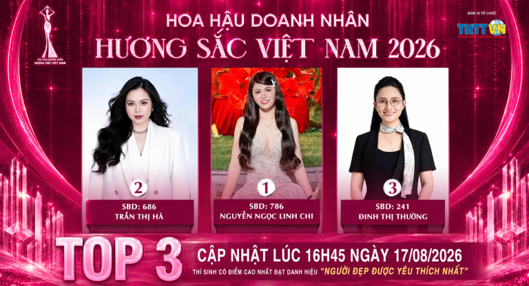 Top 3 đường đua Hoa hậu Doanh Nhân Hương sắc Việt Nam 2026 giằng co trước chặng nước rút bình chọn